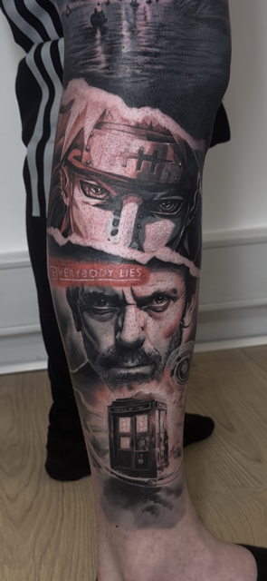 surrealism tattoo leg sleeve 
