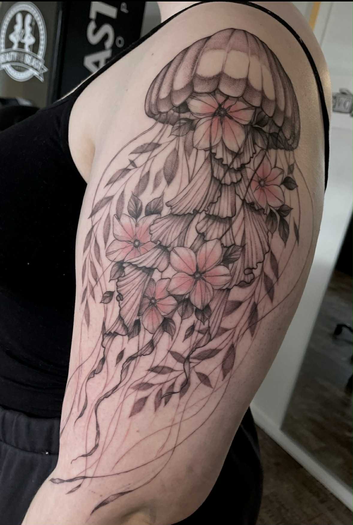 fineline flower tattoo design