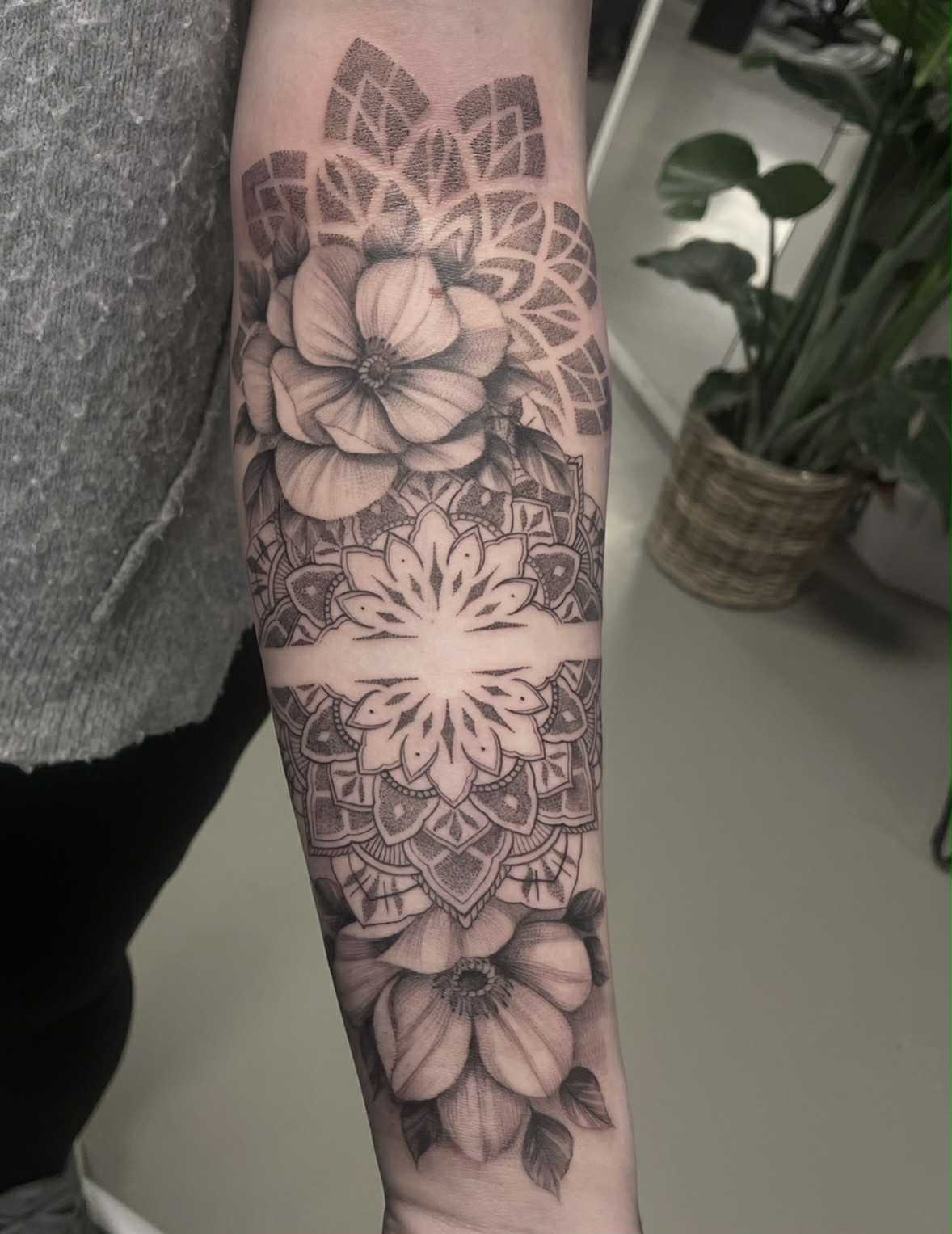 feminine flower ornamental mandala tattoo
